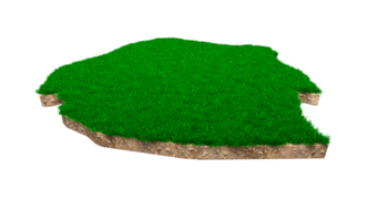 eswatini mapa solo geologia terra seção transversal com grama verde e textura do solo de rocha ilustração 3d png