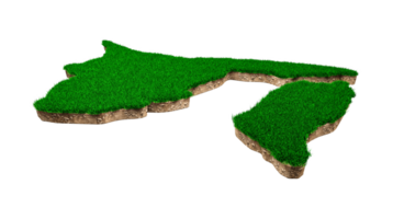 Brunei Map soil land geology cross section with green grass and Rock ground texture 3d illustration png