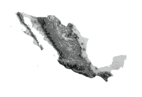 México mapa sombreado alívio cor altura mapa 3d ilustração png