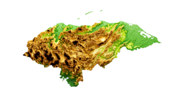 Honduras carta geografica ombroso sollievo colore altezza carta geografica 3d illustrazione png