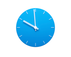 Blue wall Clock  with Shadow 3d Illustration. 10 O'clock png