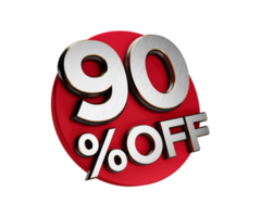 90 Percent off 3d Sign, Special Offer 90 Percent  Discount Tag flash, Sale Up to Ninty Percent Off, big offer, Sale, Offer Label, Sticker, Banner, Advertising, offer Icon flasher 3d illustration png