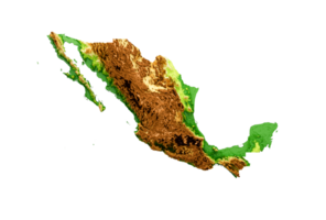 Mexico Map Shaded relief Color Height map 3d illustration png