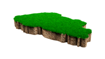 Bhutan Map soil land geology cross section with green grass and Rock ground texture 3d illustration png