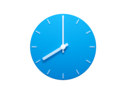 Blue wall Clock with Shadow 3d Illustration. 8 O'clock png