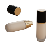Foundation cosmetic glass tube Blank container for gel, face cream, CC, BB face cream toner, make up foundation and round podium . Front view 3d illustration png