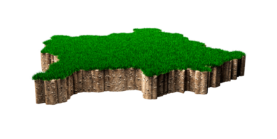 Kosovo Map soil land geology cross section with green grass and Rock ground texture 3d illustration png