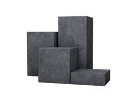 Display stand podium made from grey concrete in four step display of product design cement 4 podium Display 3d rendering png