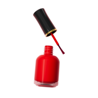 Red nail polish bottle laying top view 3d illustration png