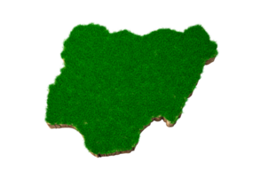 Nigeria Map soil land geology cross section with green grass and Rock ground texture 3d illustration png