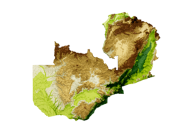 Zambia Map Shaded relief Color Height map 3d illustration png