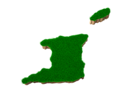 Trinidad and Tobago Map soil land geology cross section with green grass and Rock ground texture 3d illustration png