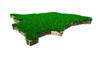 Congo Map soil land geology cross section with green grass and Rock ground texture 3d illustration png