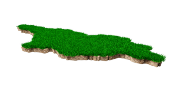 Georgia map soil land geology cross section with green grass 3d illustration png