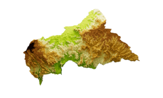 centrale africano carta geografica ombroso sollievo colore altezza carta geografica 3d illustrazione png