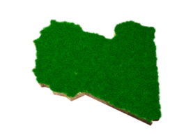 Libya Map soil land geology cross section with green grass and Rock ground texture 3d illustration png