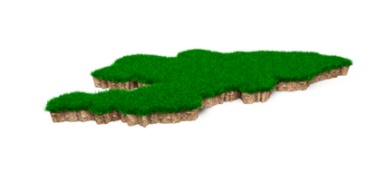 Kyrgyzstan Map soil land geology cross section with green grass and Rock ground texture 3d illustration png