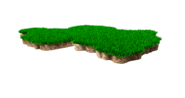 Rwanda Map soil land geology cross section with green grass and Rock ground texture 3d illustration png