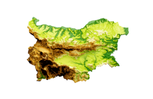 Bulgaria Map Shaded relief Color Height map 3d illustration png