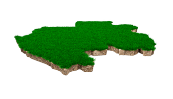 Gabon Map soil land geology cross section with green grass and Rock ground texture 3d illustration png