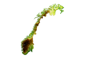 Norway Map Shaded relief Color Height map 3d illustration png