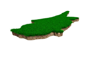 zypern karte boden land geologie querschnitt mit grünem gras und felsen bodentextur 3d illustration png