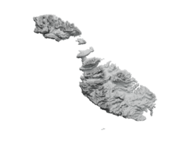 Malta Map Shaded relief Color Height map  3d illustration png