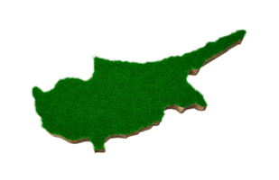 Cyprus kaart bodem land geologie dwarsdoorsnede met groen gras en rotsgrond textuur 3d illustratie png