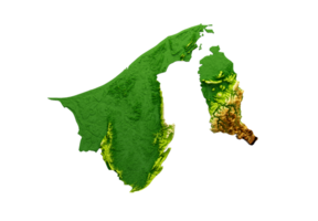 Brunei Darussalam Map Shaded relief Color Height map  3d illustration png