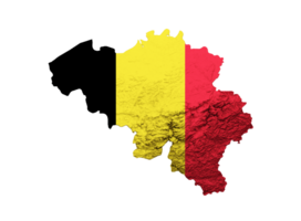 Belgium Map Flag Shaded relief Color Height map 3d illustration png