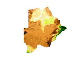 Botswana Map Shaded relief Color Height map 3d illustration png