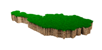 Austria Map soil land geology cross section with green grass and Rock ground texture 3d illustration png