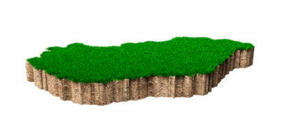 hongrie carte coupe transversale de la géologie des sols avec de l'herbe verte et de la texture du sol rocheux illustration 3d png