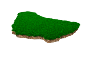 Barbados Map soil land geology cross section with green grass and Rock ground texture 3d illustration png