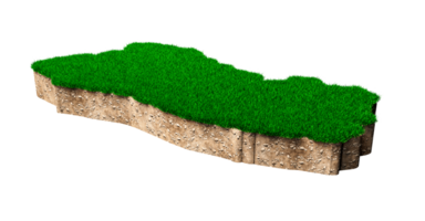 carte du salvador coupe transversale de la géologie des sols avec de l'herbe verte et de la texture du sol rocheux illustration 3d png