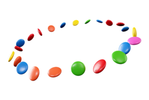 regenboog kleurrijke snoepjes die rond 3d illustratie vliegen png
