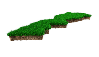 Marokko kaart bodem land geologie dwarsdoorsnede met groen gras en rotsgrond textuur 3d illustratie png