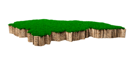 honduras karta jord mark geologi tvärsnitt med grönt gräs och sten marken textur 3d illustration png