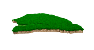 Senegal Map soil land geology cross section with green grass and Rock ground texture 3d illustration png