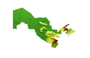 Uzbekistan Map Shaded relief Color Height map 3d illustration png