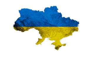 Ukraine Map Ukraine Flag Shaded relief Color Height map 3d illustration png