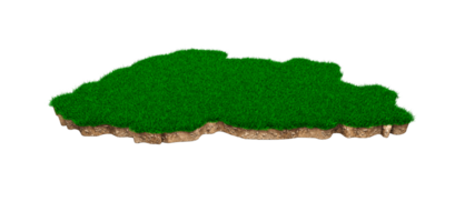 Butão mapa solo geologia terra seção transversal com grama verde e textura do solo de rocha ilustração 3d png