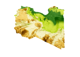 Libya Map Shaded relief Color Height map 3d illustration png