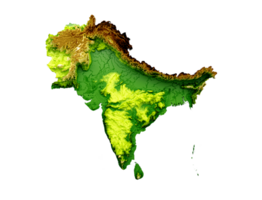 mapa do subcontinente Índia, Paquistão, Nepal, Butão, Bangladesh, Sri Lanka e Maldivas. ilustração 3D png