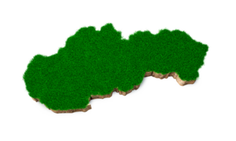 Slovakia Map soil land geology cross section with green grass and Rock ground texture 3d illustration png