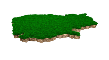 kambodscha karte boden land geologie querschnitt mit grünem gras und felsen bodentextur 3d illustration png