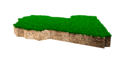 Libië kaart bodem land geologie dwarsdoorsnede met groen gras en rotsgrond textuur 3d illustratie png