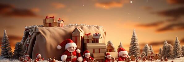 Santa Claus and gift box for the Christmas holiday with photo