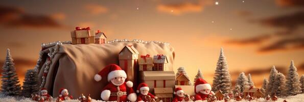 Santa Claus and gift box for the Christmas holiday with AI Generated photo