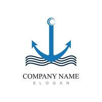 marine retro emblems logo with anchor and rope, anchor logo - vector